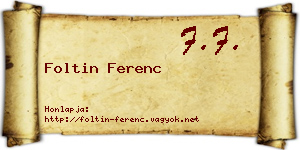 Foltin Ferenc névjegykártya